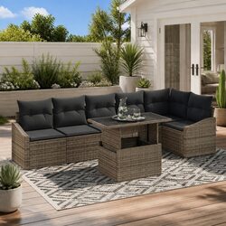 Comfortable and Valuable 7-Piece Grey Outdoor Sofa Set