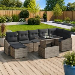 Comfortable 8-Piece Outdoor Sofa Set in Grey