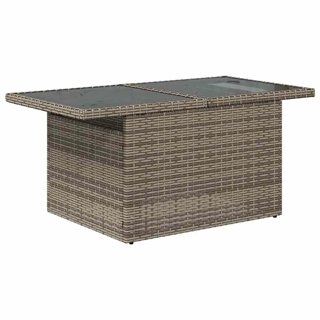 Garden Sofa Set Modular Outdoor Seating 11 Pieces Grey with Cushions Glass Table