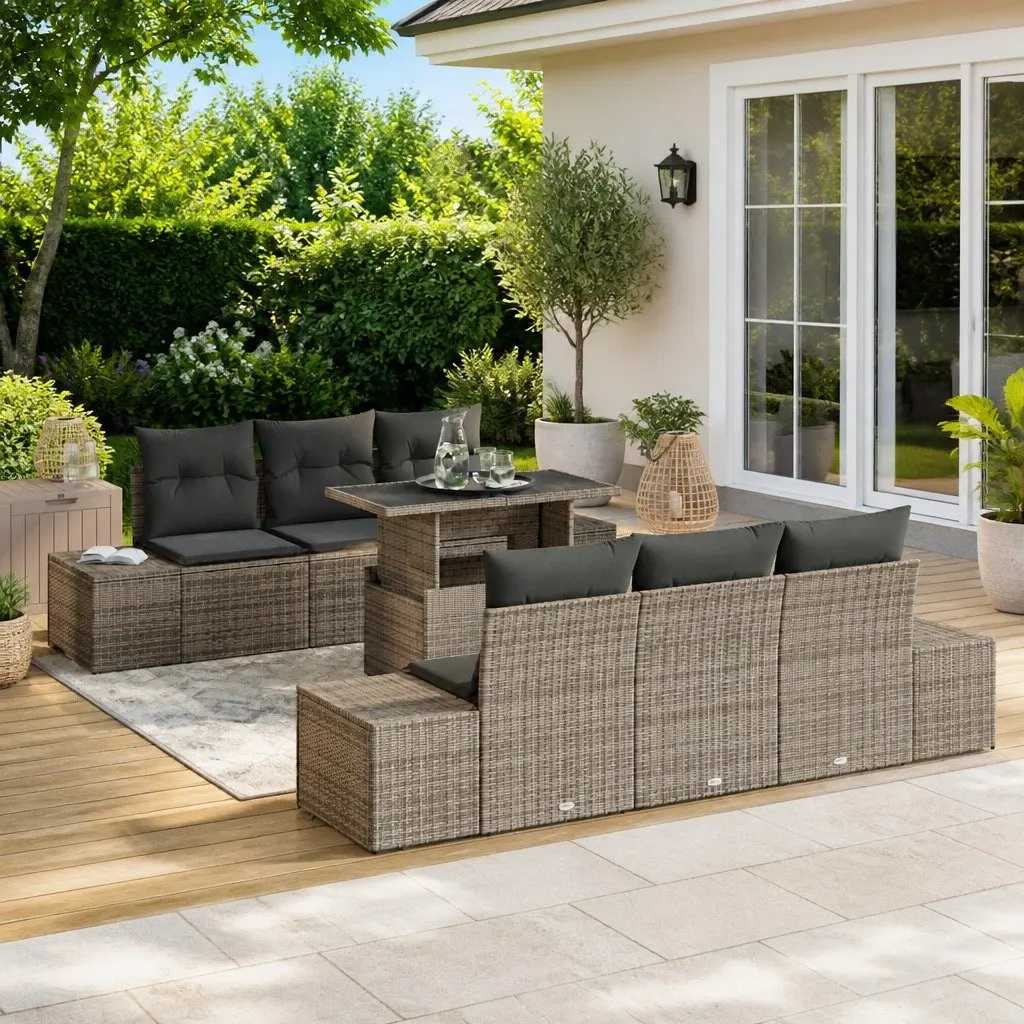 7-Piece Grey Garden Sofa Set for Relaxation
