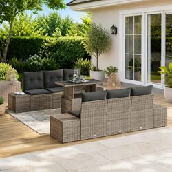 Practical 7-Piece Grey Garden Sofa Set for Relaxation