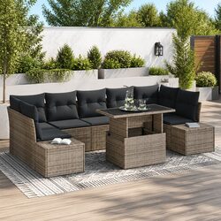 Comfortable 8-Piece Grey Sofa Set for Outdoor Use