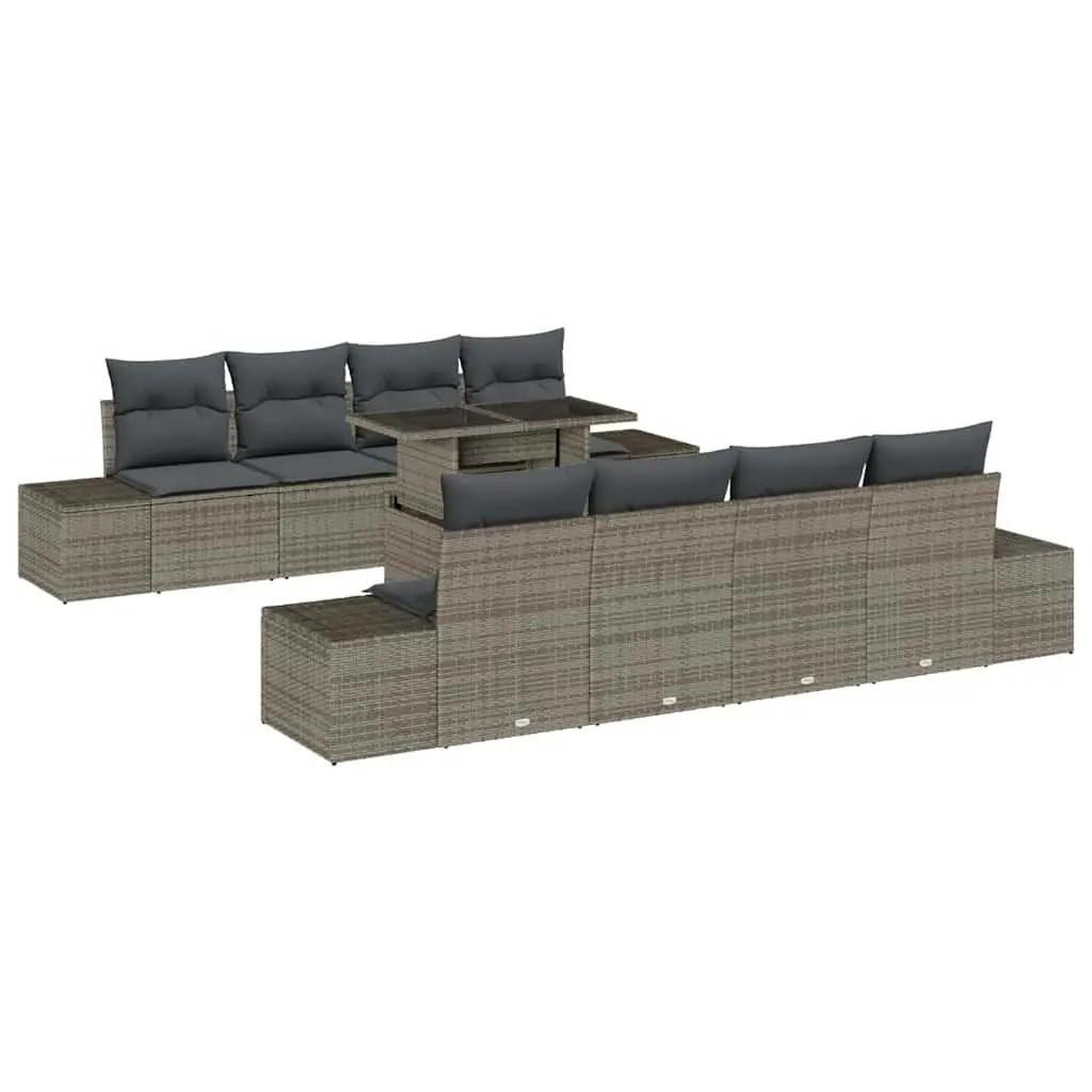 Outdoor Garden Sofa Set 9 pcs Modular Lounge Furniture Poly Rattan Steel Frame