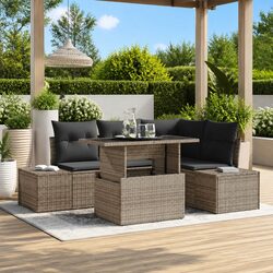 Comfortable 5-Piece Grey Garden Sofa Set with Storage