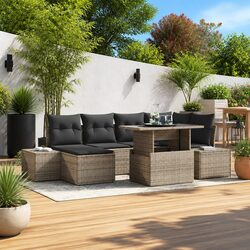 Practical 7 Pcs Grey Garden Sofa Set for Your Space