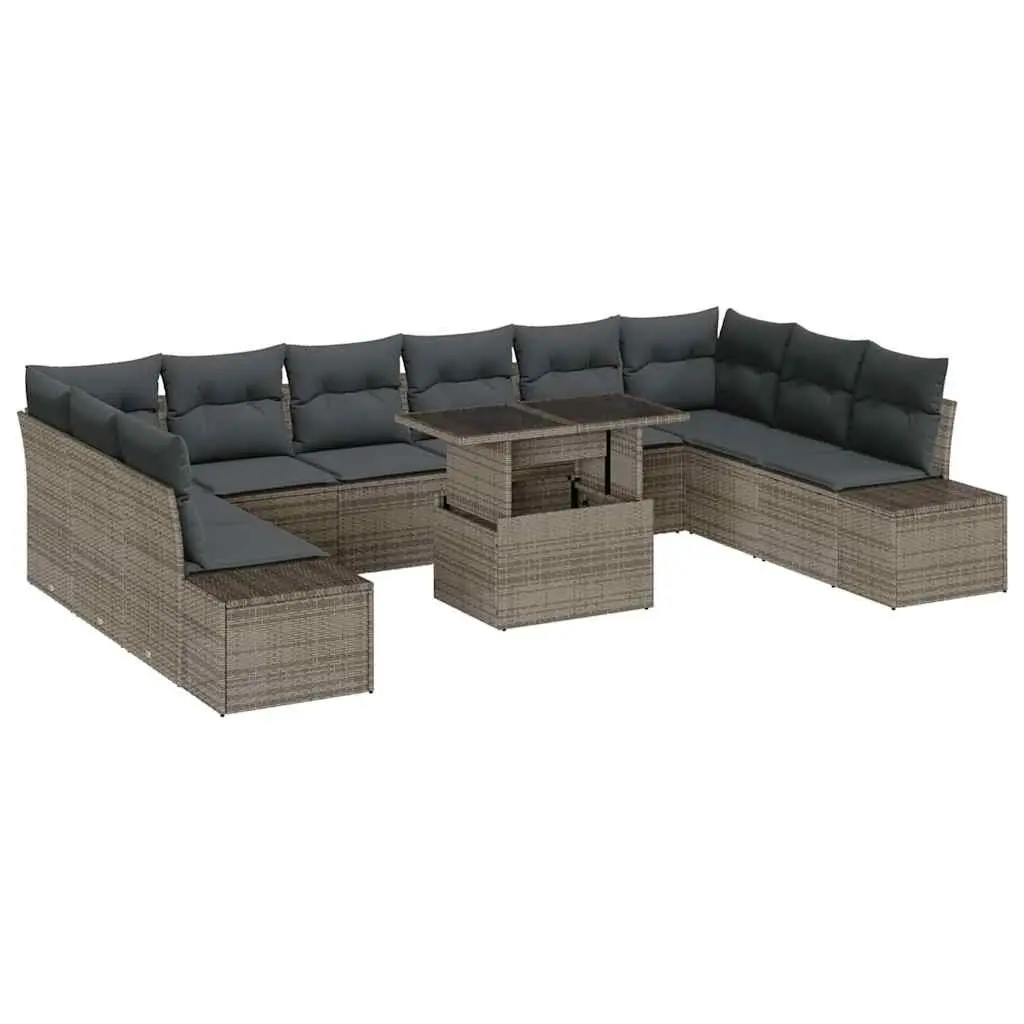 Garden Sofa Set Modular Outdoor Furniture 11 Piece Grey Poly Rattan Patio Lounge