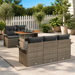 6 Piece Grey Modular Sofa Set - Practical Outdoor Solution
