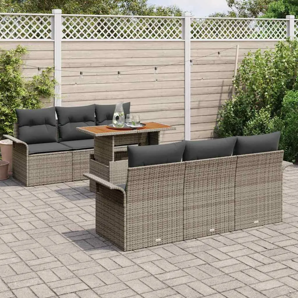 Garden Sofa Set 7 Seater Outdoor Lounge Poly Rattan Grey Patio Furniture