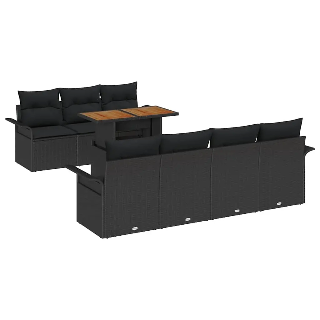 Garden Sofa Set 8 Piece Outdoor Furniture Modular Seating Black Poly Rattan