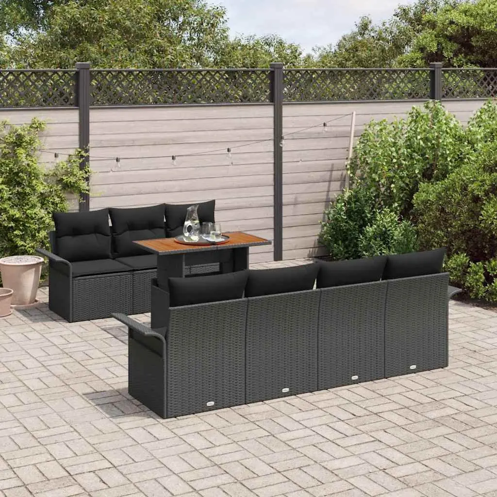 Garden Sofa Set 8 Piece Outdoor Furniture Modular Seating Black Poly Rattan