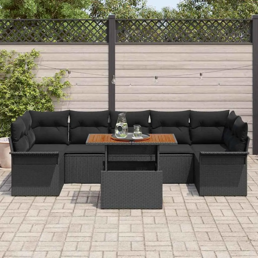 Garden Sofa Set 8 Piece Outdoor Lounge Suite Poly Rattan Black