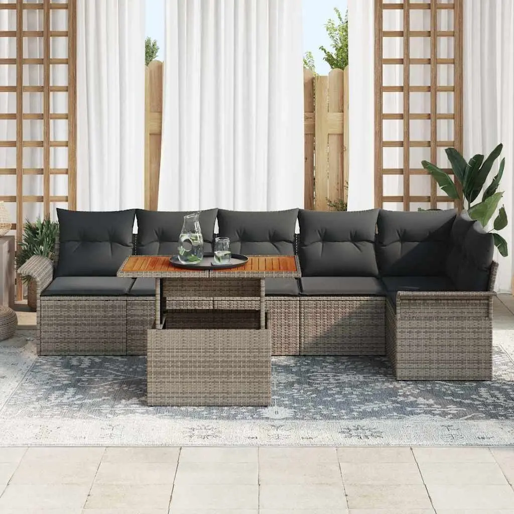 Grey 7-Piece Outdoor Sofa Set with Storage