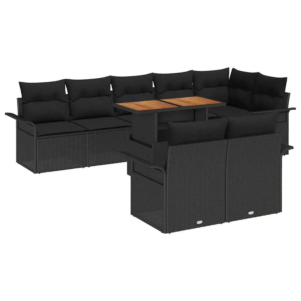 Modular Outdoor Garden Sofa Set 9 Piece Poly Rattan Furniture Black