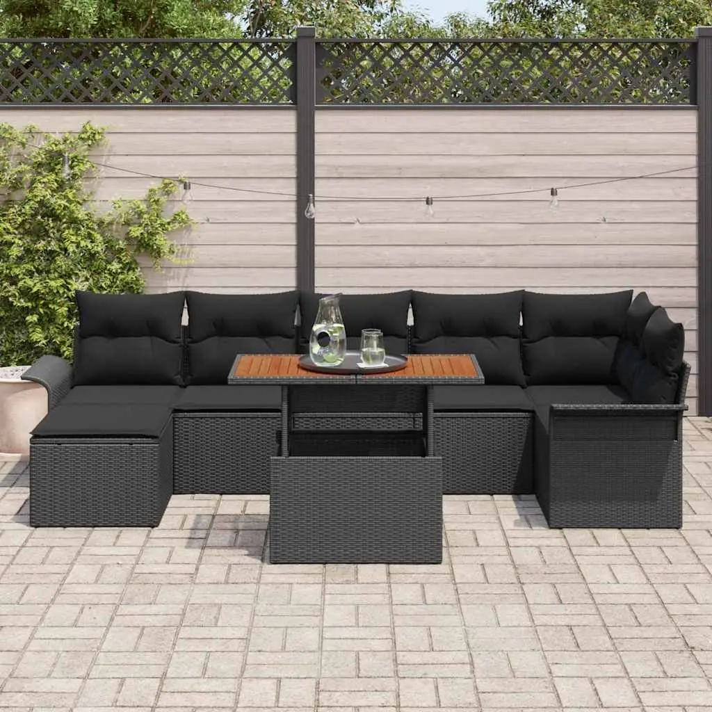 8 Piece Modular Garden Sofa Set Outdoor Patio Furniture Black