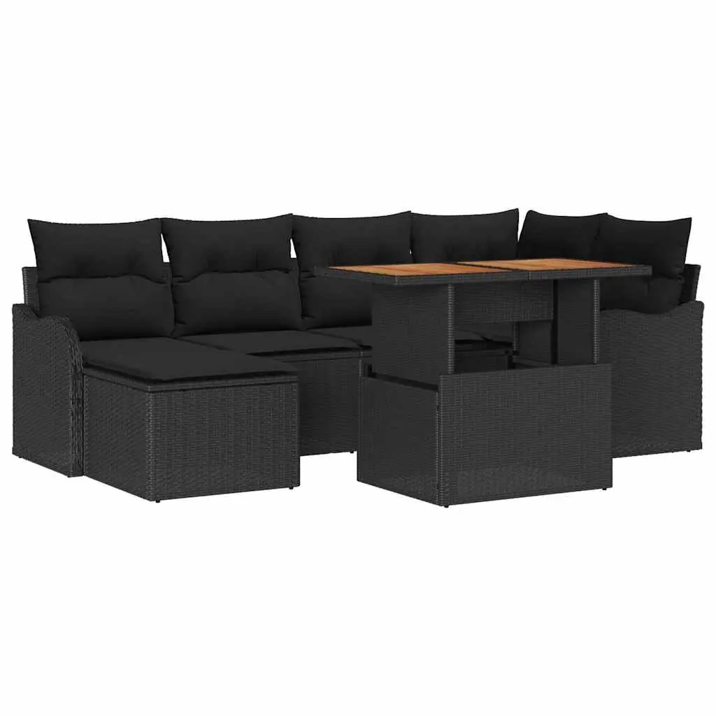 Garden Sofa Set Modular Outdoor Lounge Furniture 7 Piece Black