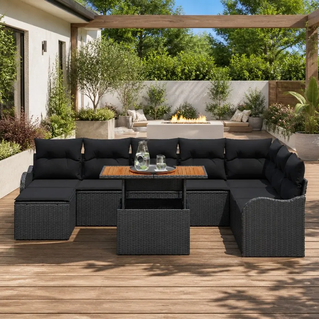 9-Piece Modular Sofa Set for Outdoor Comfort
