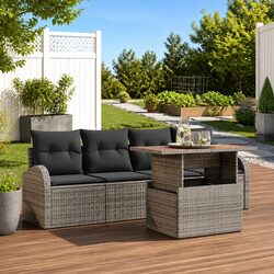 Reliable 5-Piece Garden Sofa Set with Storage Grey