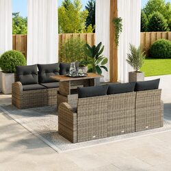 Warm and Functional 7-Piece Grey Rattan Sofa Set