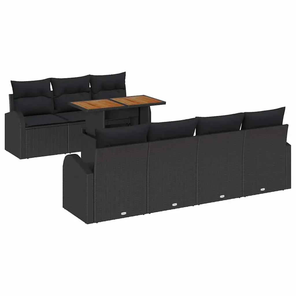 Garden Sofa Set Modular Outdoor Furniture 8 Piece Black Seating with Storage