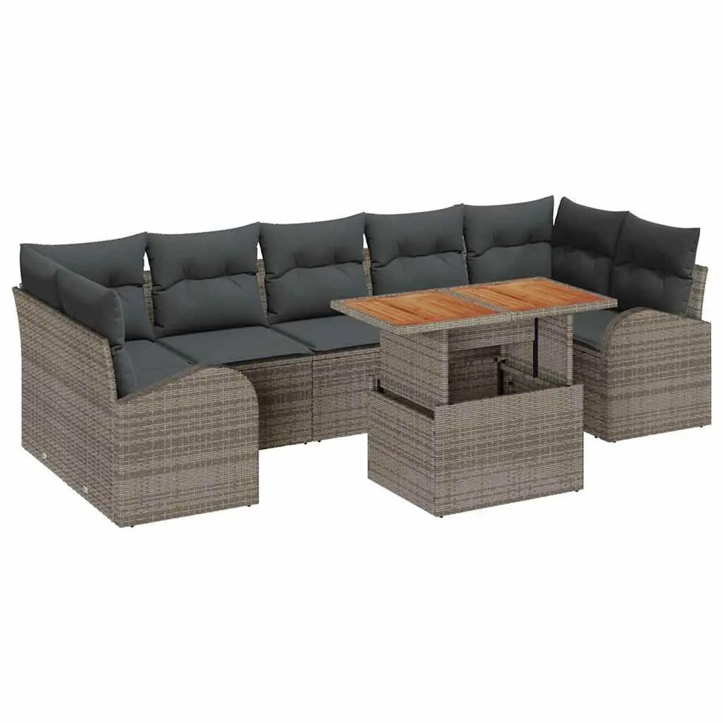 Garden Sofa Set Modular Outdoor Furniture 8 Pieces Grey