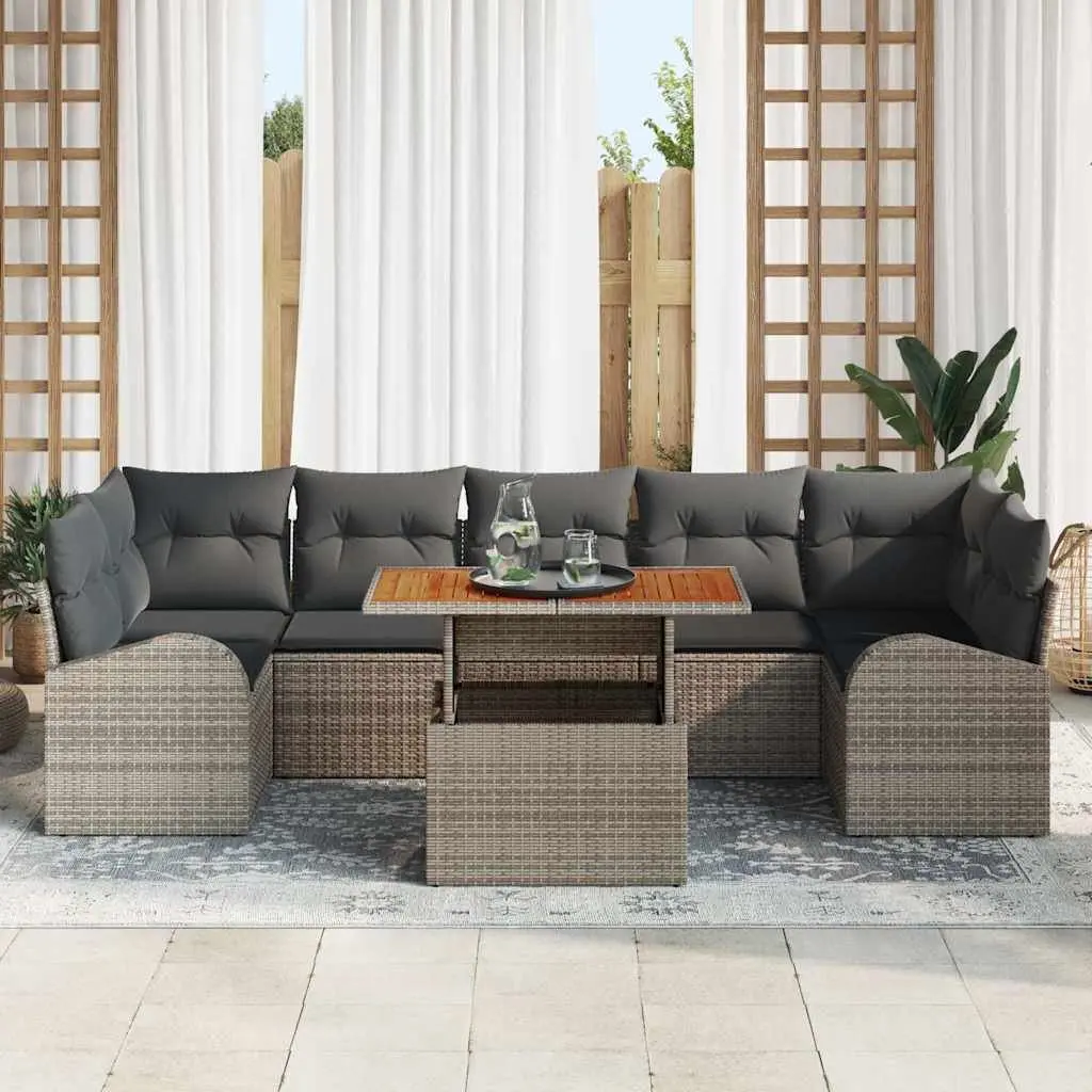 Garden Sofa Set Modular Outdoor Furniture 8 Pieces Grey