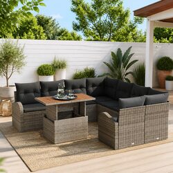 Reliable 9-Piece Grey Modular Outdoor Sofa Set