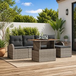 Affordable 6 Piece Garden Sofa Set with Comfort and Storage