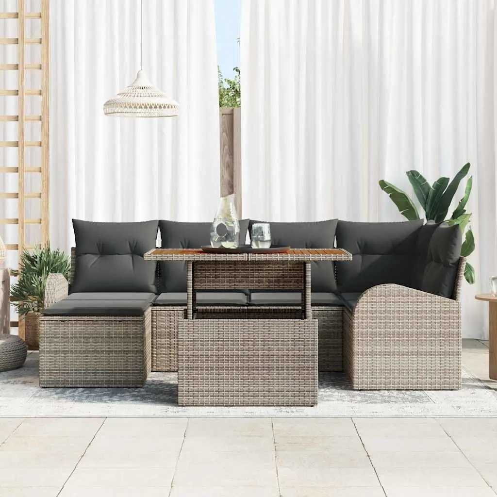 Garden Sofa Set 7 Pieces Grey Outdoor Furniture with Storage Modular Patio