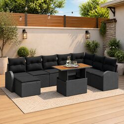 Comfortable 9 Piece Garden Sofa Set with Hidden Storage