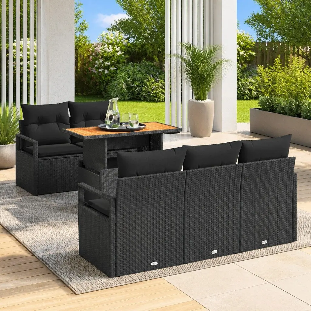 Garden Sofa Set Modular Outdoor Furniture 6 Piece Black