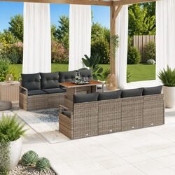 Affordable 9 Piece Grey Poly Rattan Sofa Set