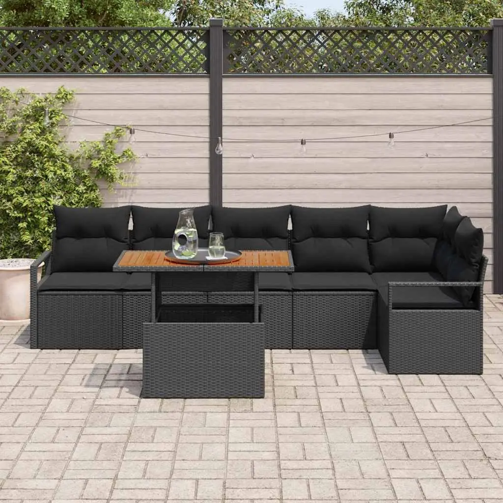Modular Garden Sofa Set 7 Piece Black Poly Rattan Outdoor Furniture with Storage