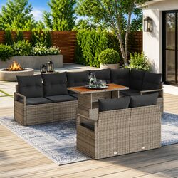Comfortable and Reliable Grey Garden Sofa Set, 9 Pieces