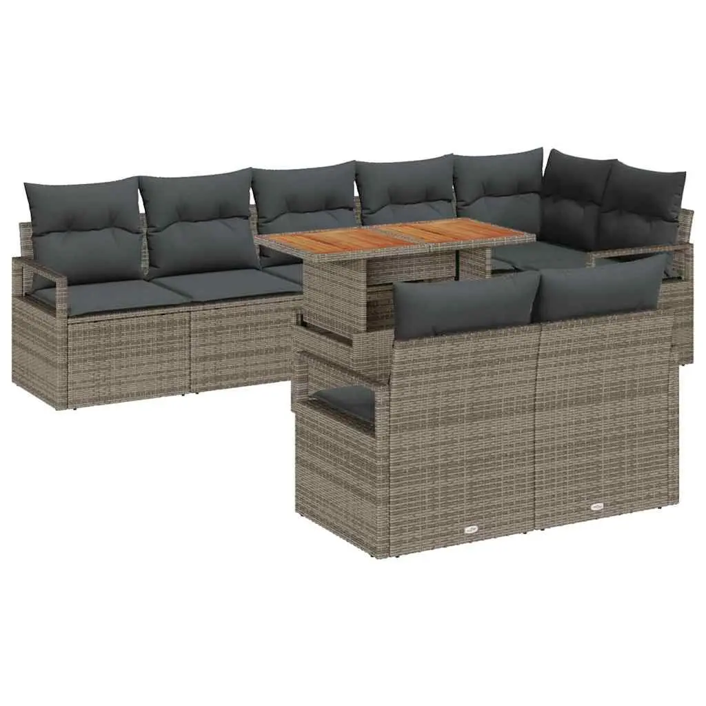 Garden Sofa Set Outdoor Furniture 9 Piece Modular Grey Patio Seating