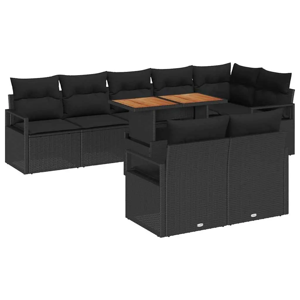 Garden Sofa Set Modular Sectional Outdoor Furniture 9 Piece Black