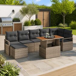 Comfortable Garden Sofa Set - 8 Pieces in Grey