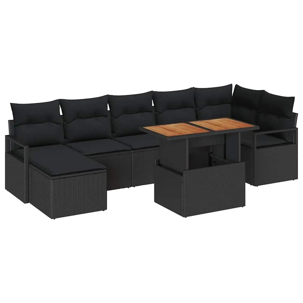 8 Piece Garden Sofa Set Outdoor Furniture Modular Lounge Poly Rattan Black
