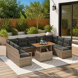 Comfort and Value in a 10-Piece Grey Rattan Sofa Set