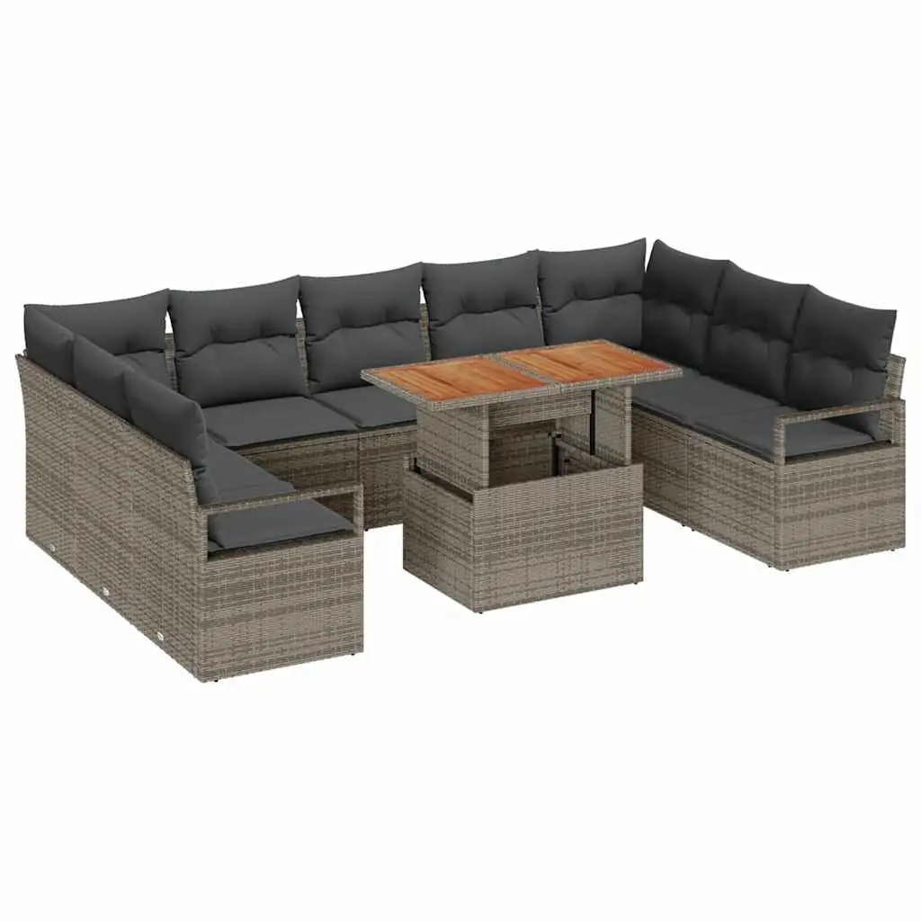 Outdoor Garden Sofa Set 10 Piece Grey Rattan Lounge Furniture