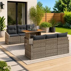 Comfortable 7-Piece Garden Sofa Set in Grey