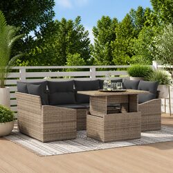 Value-Driven Garden Sofa Set: 7 Pieces in Grey