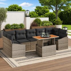 Comfortable 8-Piece Grey Outdoor Sofa Set with Storage
