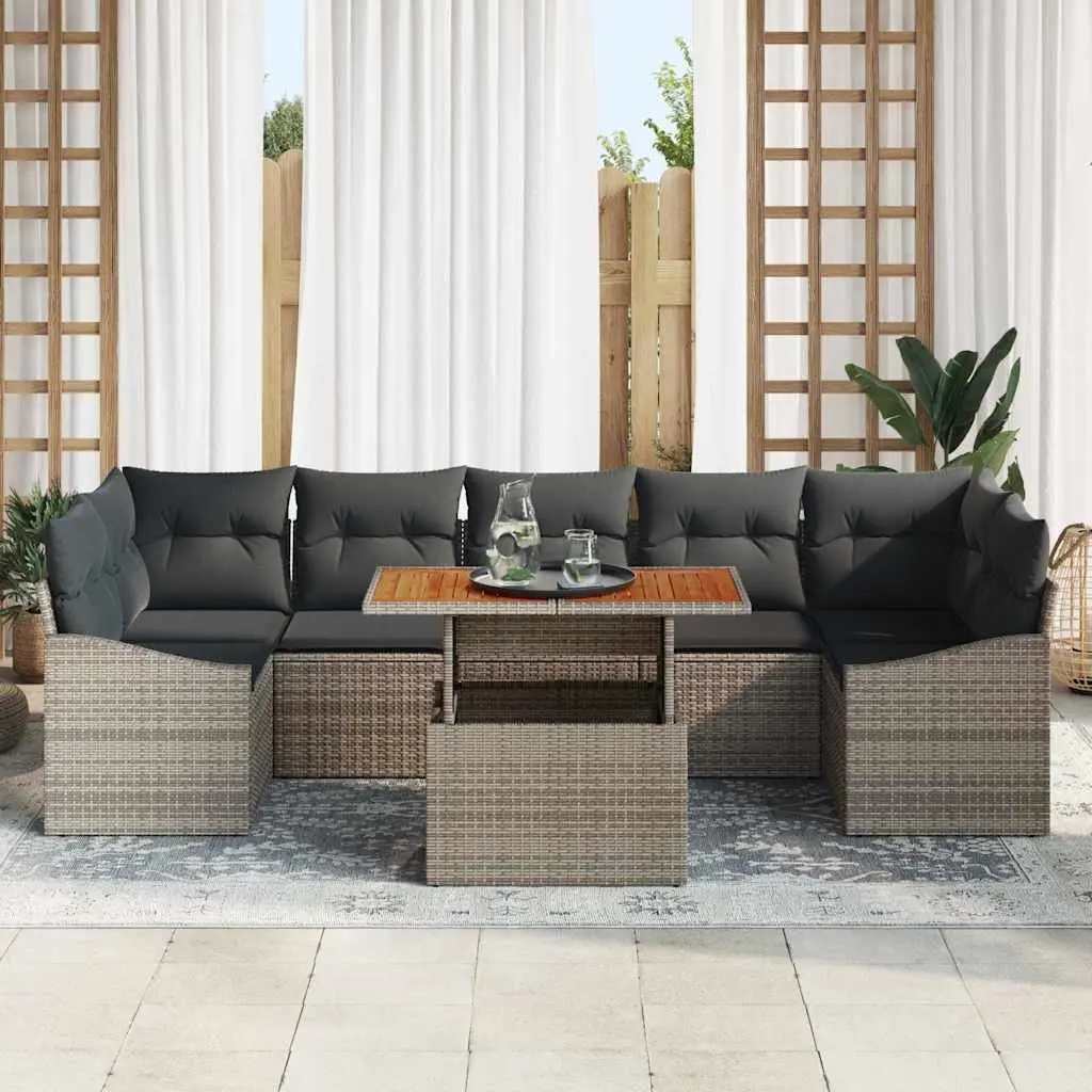 Garden Sofa Set Modular Outdoor Lounge Seating 8 Pieces Grey