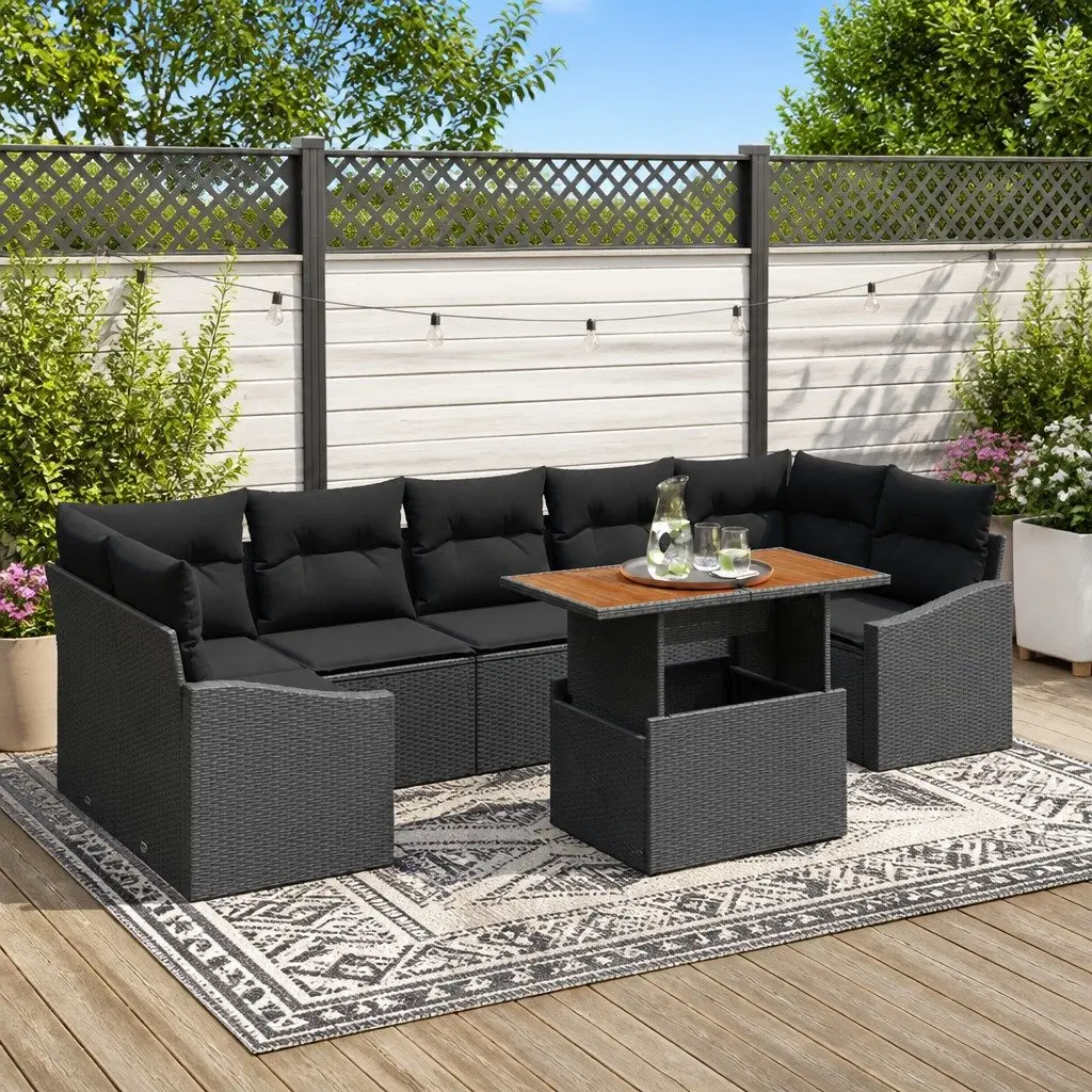 Garden Sofa Set 8 Piece Outdoor Lounge Modular Seating Black