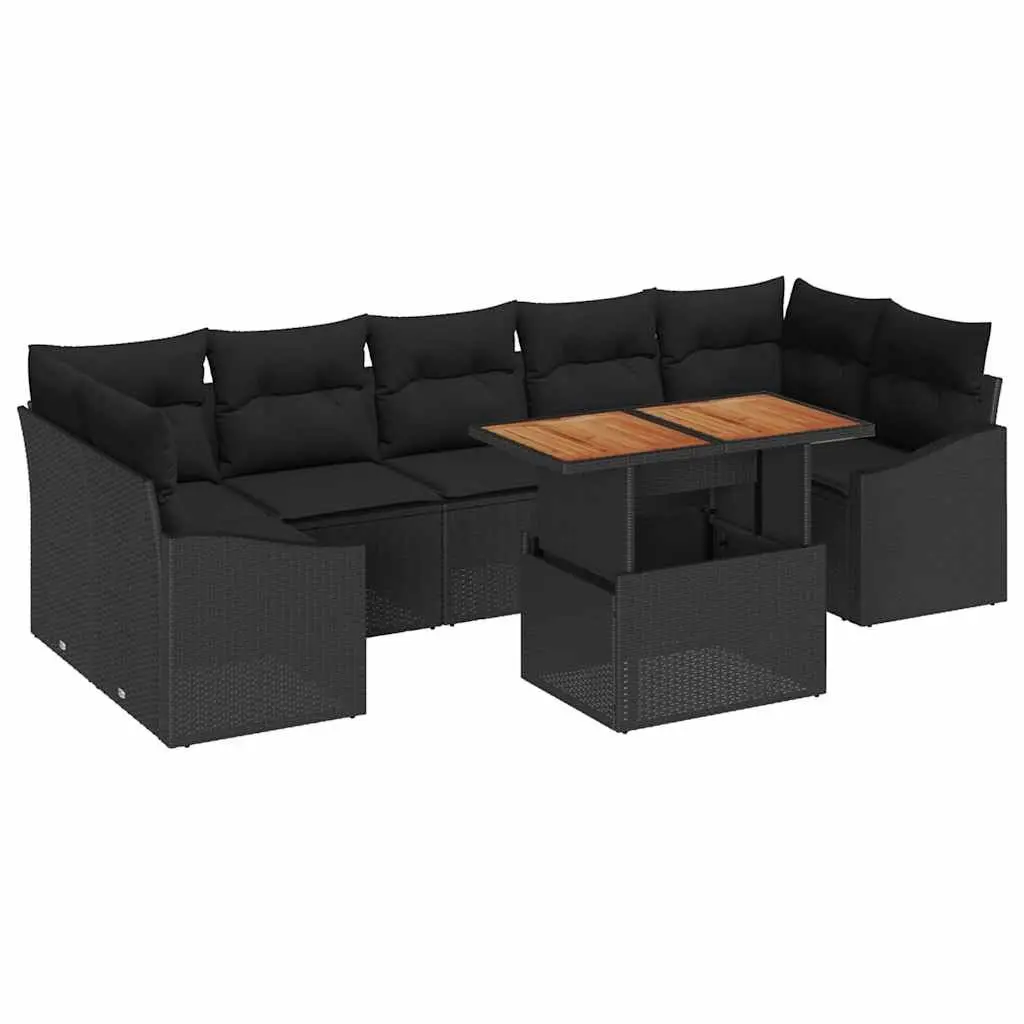 Garden Sofa Set 8 Piece Outdoor Lounge Modular Seating Black
