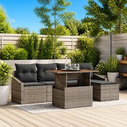 Comfortable 6-Piece Modular Sofa Set in Grey for Outdoors