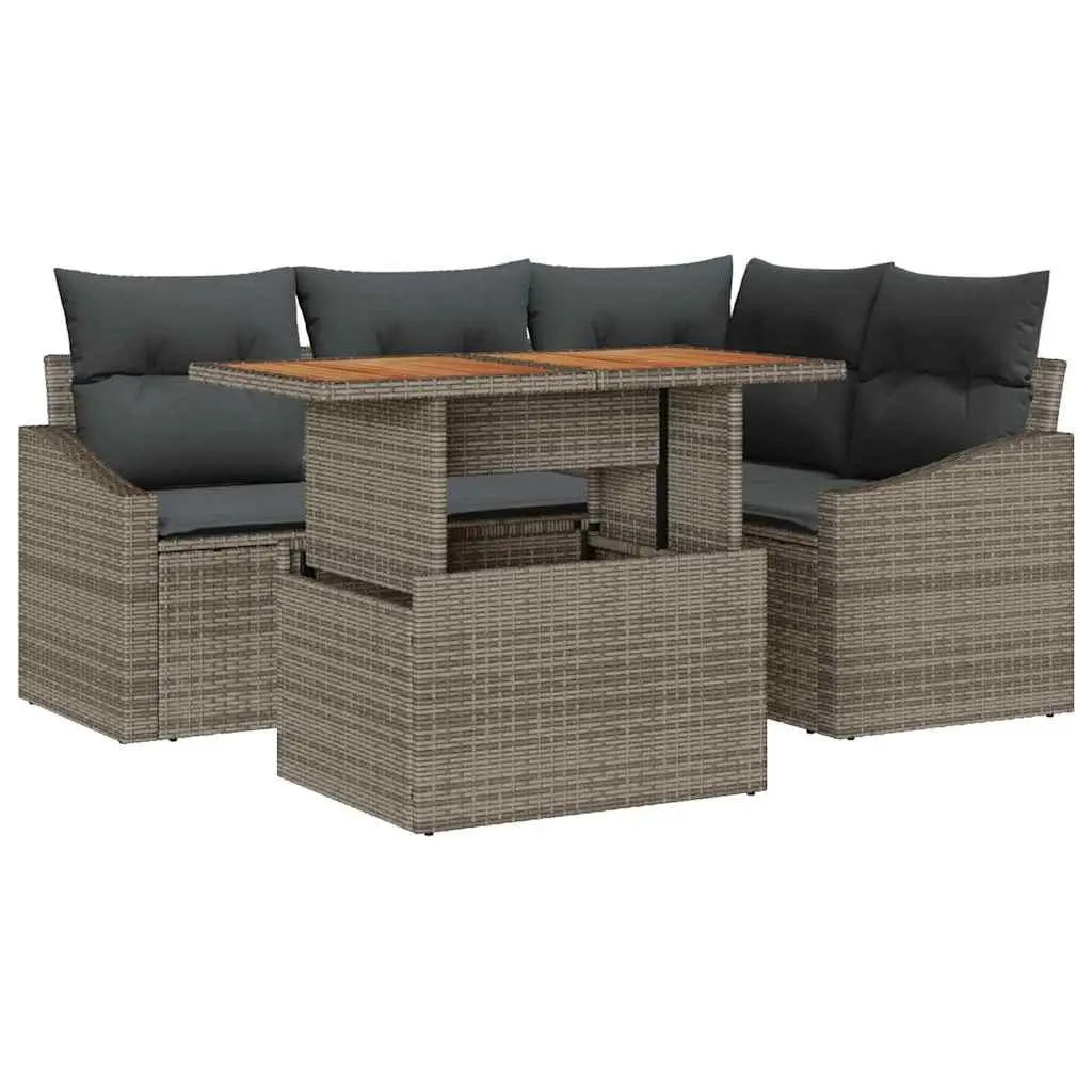 Garden Sofa Set Outdoor Furniture 5pcs Modular Corner Seating with Storage Grey