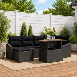 Comfortable and Practical 7pcs Black Garden Sofa Set