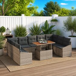 Comfortable 10-Piece Garden Sofa Set with Convenient Storage