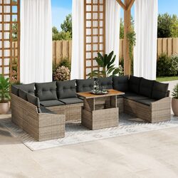 Garden Sofa Set 11 Pieces Grey Outdoor Furniture with Storage Modular Lounge
